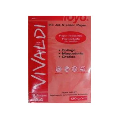 PAPEL VIVALDI TOYO ROJO A4 120GR X 10 UND.