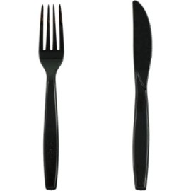 CUBIERTOS PLASTICOS CUCHILLO/TENEDOR X 1.000U. NEGROS