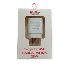 CARG. RAPIDO P/CEL Y TABLET 3A 5V USB-C 25W KCR-646