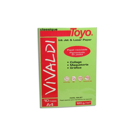 PAPEL VIVALDI TOYO VERDE AGUA A4 120GR. X 10 UND.