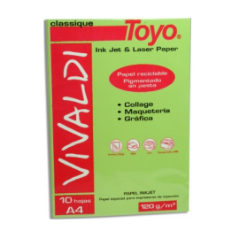 PAPEL VIVALDI TOYO VERDE AGUA A4 120GR. X 10 UND.